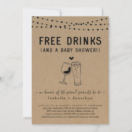 Invitación Bebidas gratis y parejas de Baby Shower neutrales