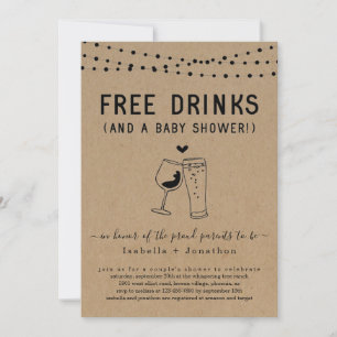 Invitación Bebidas gratis y parejas de Baby Shower neutrales 