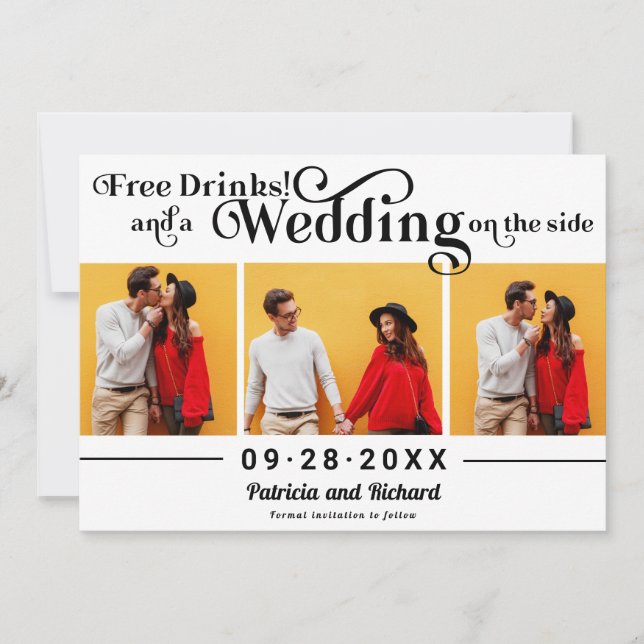 Invitación Bebidas Gratuitas Boda Casual Ahorrar La Foto De F (Anverso)