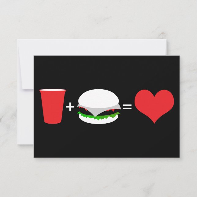 Invitación bebidas + hamburguesas = amor (Anverso)
