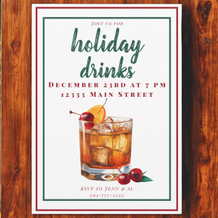 Invitación Bebidas Navideñas Cóctel Clásico de Navidad Old Fa