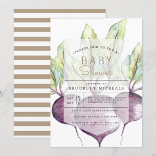 Invitación Bebidas orgánicas   Veggie   Baby Shower acuarela