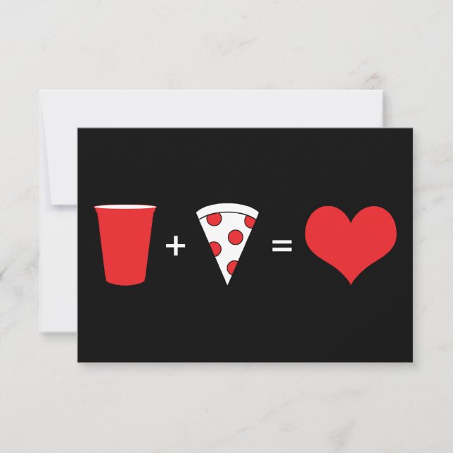 Invitación bebidas + pizza = amor (Anverso)