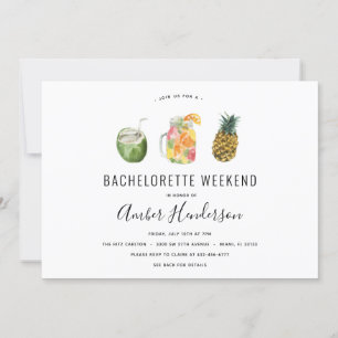 Invitación Bebidas tropicales Bachelorette Itinerario