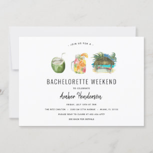 Invitación Bebidas tropicales Bachelorette Itinerario