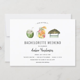 Invitación Bebidas tropicales Bachelorette Itinerario