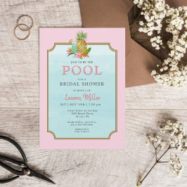 Invitación Bebidas tropicales En la piscina Ducha de novia In