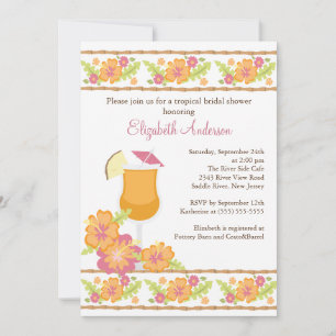 Invitación Bebidas tropicales Hibiscus Flores Ducha Bridal
