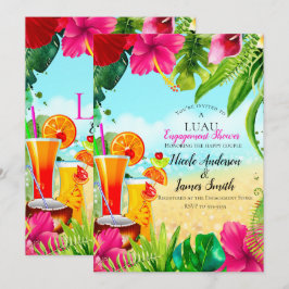 Invitación Bebidas Tropicales y Flores Compromiso de Luau de