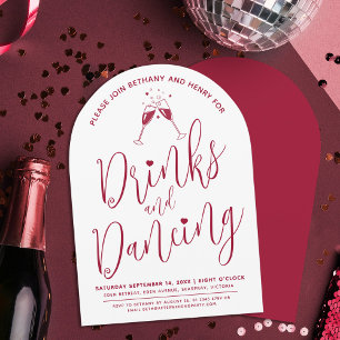 Invitación Bebidas y baile post boda vino tinto