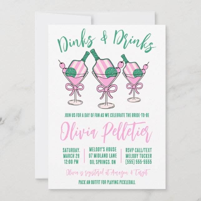 Invitación ¡Bebidas y bebidas! Ducha de novias con tema de pe (Anverso)