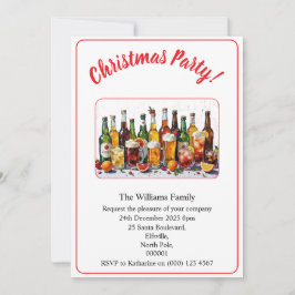 Invitación Bebidas y cócteles de la fiesta de Navidad Color X