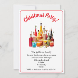 Invitación Bebidas y cócteles de la fiesta de Navidad Xmas bl
