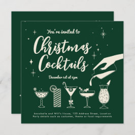 Invitación Bebidas y cócteles de vacaciones de la Vintage ver