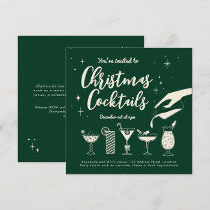 Invitación Bebidas y cócteles de vacaciones de la Vintage ver