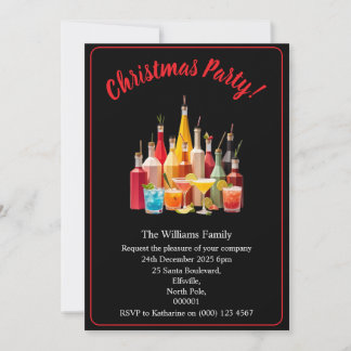 Invitación Bebidas y cócteles para la fiesta de Navidad