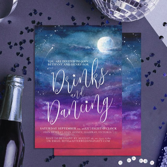 Invitación Bebidas y fiesta de bodas bailando bajo las estrel (Subido por el creador)