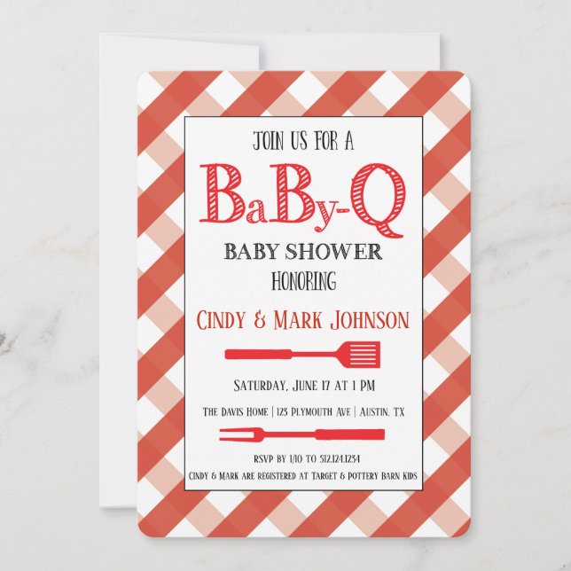 Invitación BebQ Baby Shower Barbecue Couple's Shower (Anverso)