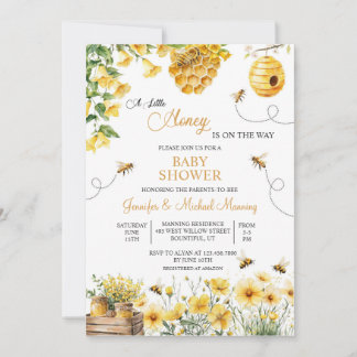 Invitación Bee A Little Honey is on the Way Baby Shower
