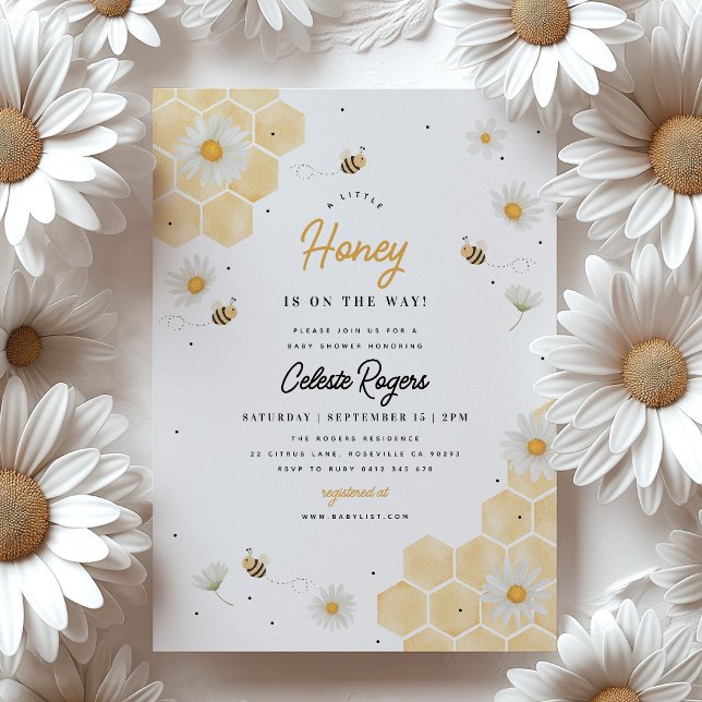 Invitación Bee A Little Honey is on the Way! Baby Shower (A little honey is on the way! Bee themed Baby Shower Invitation)