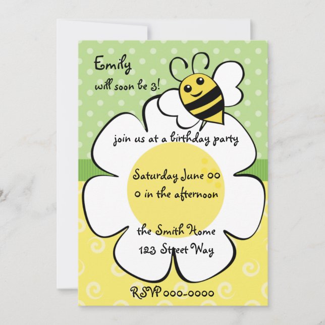 Invitación Bee and Daisy (Anverso)