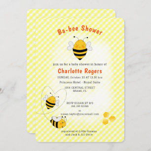 Invitación Bee Baby Ducha Género Neutral Cute