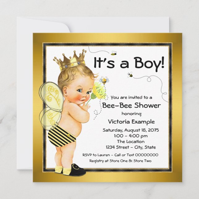 Invitación Bee Baby Shower (Anverso)