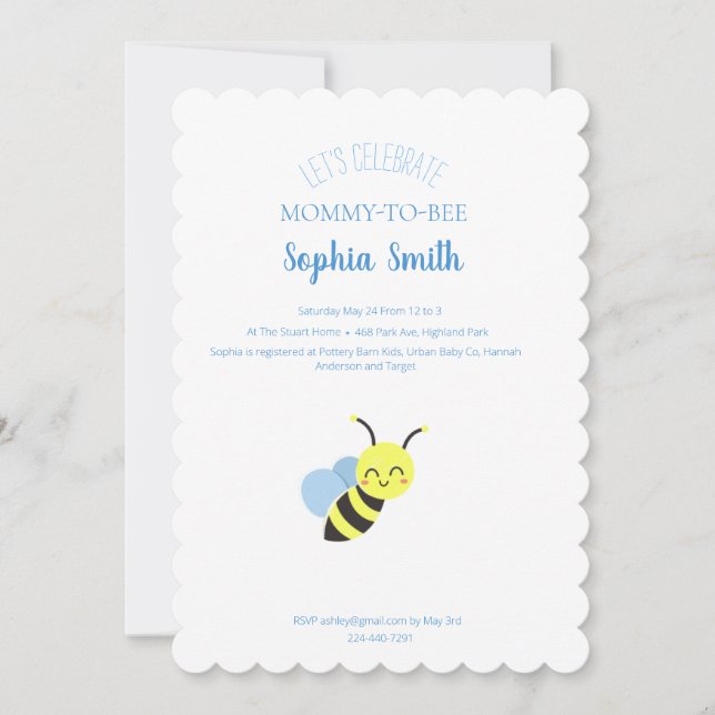 Invitación Bee Baby Shower (Anverso)