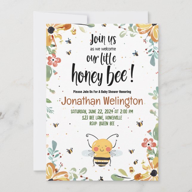 Invitación Bee Baby Shower (Anverso)