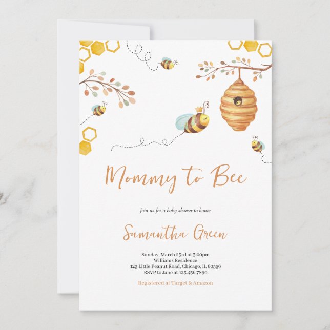 Invitación Bee Baby Shower (Anverso)