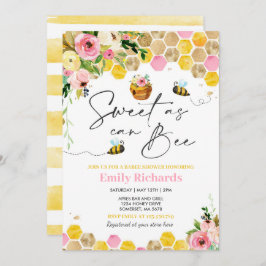 Invitación Bee Baby Shower Dulce Floral Rosa Como Se Puede Ad