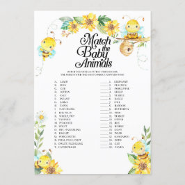 Invitación Bee Baby Shower Match The Baby Animals