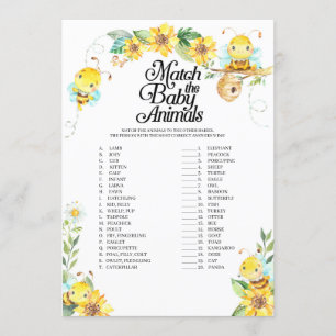 Invitación Bee Baby Shower Match The Baby Animals
