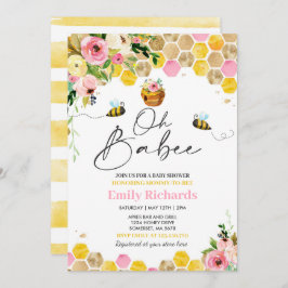 Invitación Bee Baby Shower Pink Spring Floral Oh Babee 