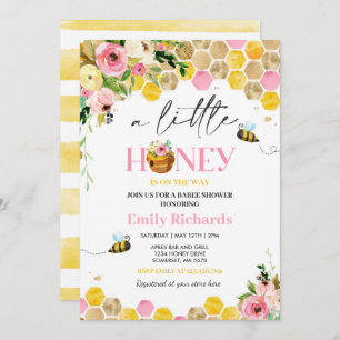 Invitación Bee Baby Shower Pink Un Poco De Miel En El Camino