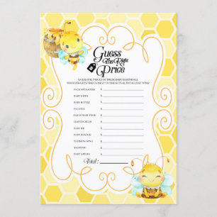 Invitación Bee Baby Shower Price Game