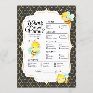 Invitación Bee Baby Shower Qué hay en tu juego de bolsos