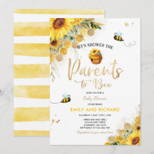 Invitación Bee Baby Shower Sexo Padres Neutrales A Ser