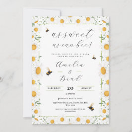 Invitación Bee Baby Shower White Daisies Mamá Para Apostar Du