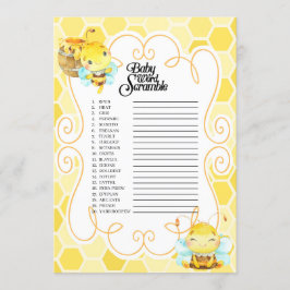 Invitación Bee Baby Shower Word Scramble Game