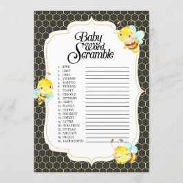 Invitación Bee Baby Shower Word Scramble Game