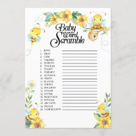 Invitación Bee Baby Shower Word Scramble Game