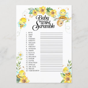 Invitación Bee Baby Shower Word Scramble Game