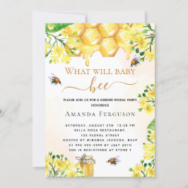 Invitación Bee Bebé ducha amarillo género floral revelar