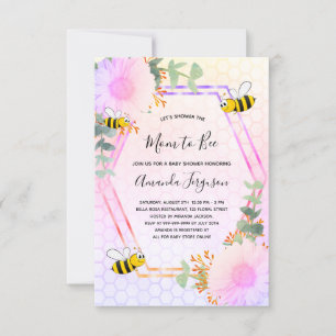 Invitación Bee Bebé ducha chica vegetación floral mamá a la a