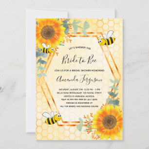 Invitación Bee Bridal ducha girasoles verde novia a la abeja