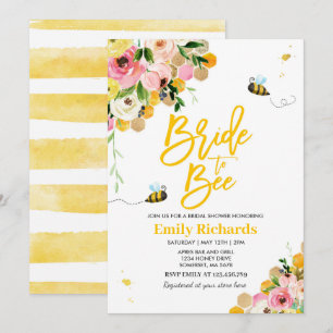 Invitación Bee Bridal Shower Invitan A Novia Floral A Ser Aco