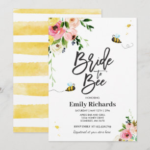 Invitación Bee Bridal Shower Invitan A Novia Floral A Ser Aco
