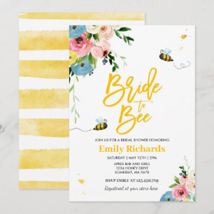 Invitación Bee Bridal Shower Invitó A Novia Floral A Abejar