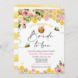 Invitación Bee Bridal Shower Pink & Gold Floral Novia A Adher